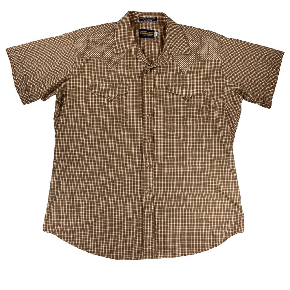 Panhandle‎ Slim Western Shirt Mens XL Brown Check Pearl Snap Cowboy
